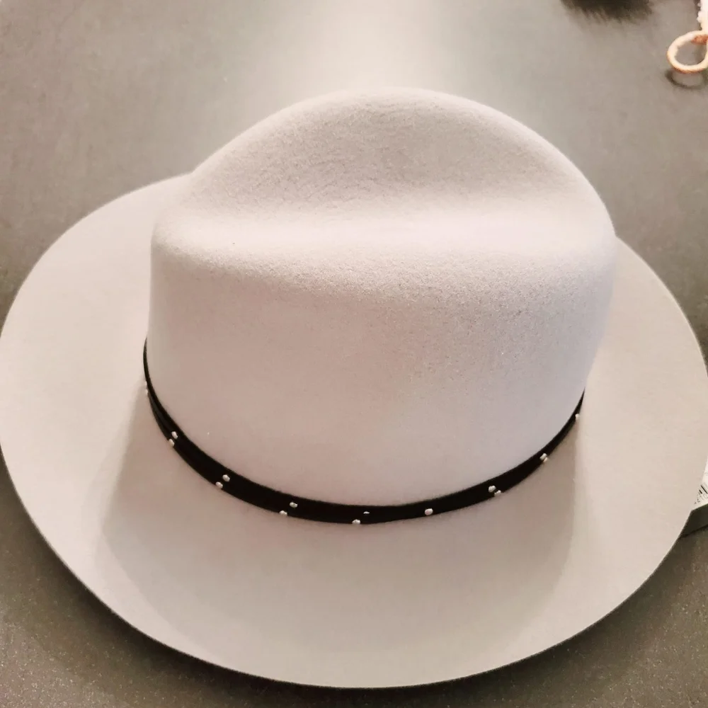 nwt rag & bone Floppy Brim Wool Felt Fedora Hat, Pale Gray